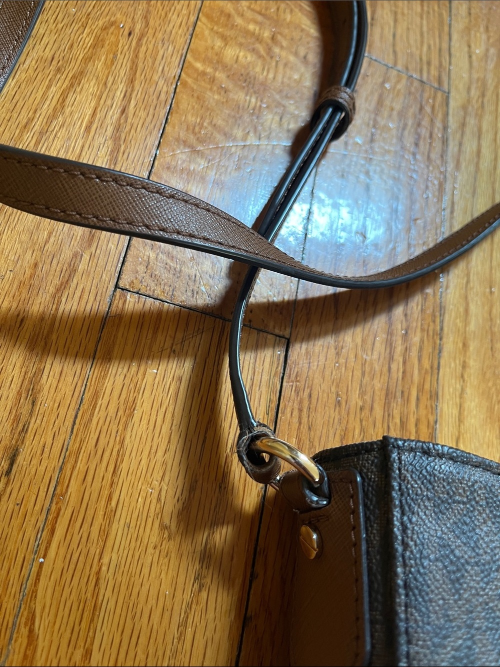 Michael Kors Brown and Dark Brown Logo Crossbody Bag - Picture 5 of 12